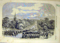 Original Old Antique Print 1858 Aston Hall Queen Visit Birmingham Royal Cortege