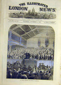 Original Old Antique Print 1873 Bright Electors Birmingham Address Meeting 19th
