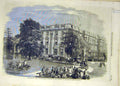 Original Old Antique Print 1858 Queen Visit Birmingham Stoneleigh Abbey Building