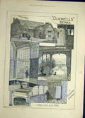 Original Old Antique Print 1888 Ockwells Berks Mediaeval Mansion Building 19th
