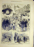 Original Old Antique Print 1874 Chester Eaton Hall Festivities Earl Grosvenor