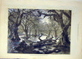 Original Old Antique Print 1879 Thames Flood Scene Home-Park Windsor Animals