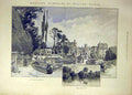 Original Old Antique Print 1887 Montbard English Homes Wilton House Lake Garden