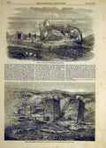 Original Old Antique Print 1858 Wreckhills Landslip Engine-House Victoria Works