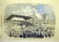 Original Old Antique Print 1857 Statue Queen Peel-Park Salford Inauguration 19th