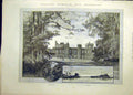 Original Old Antique Print 1890 Knowsley English Homes Building 19th