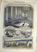 Original Old Antique Print 1859 Funeral Stephenson Nave Westminster Abbey 19th