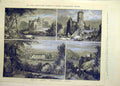 Original Old Antique Print Carlisle Archaeological Penrith Rose Castle Brougham
