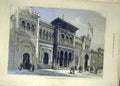Original Old Antique Print 1878 Paris Exhibition Spanish Pavilion Building 19th