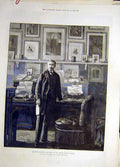 Original Old Antique Print 1893 Portrait Malet Study Embassy Berlin Victorian