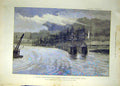 Original Old Antique Print 1892 Deserted Schonberg Hamburg-American Liner Elbe
