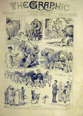 Original Old Antique Print 1889 Shire Hores Society Show Islington Agricultural