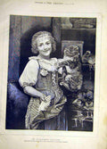 Original Old Antique Print 1881 In-Flagrante-Delicto Amyot Lady Cat Broken-Plate