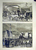Original Old Antique Print 1894 Queen Florence Trade-Unions Demonstration Hyde