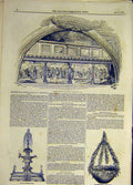 Original Old Antique Print 1846 Carpenter'S Hall Painting City Twelfth Cake Bowl