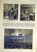 Old Antique Print 1878 Vatican Conclave Rome Chamber Fire Governor Bruges 19th