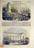Original Old Antique Print 1854 Corn Export Seville Saxe-Coburg Duke Paris 19th