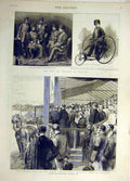 Original Old Antique Print 1889 Windsor Queen Prize Horse Shah England Visit