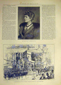 Old Antique Print 1891 Mayor Show Baynard Castle Marchioness Dufferin Ava 19th