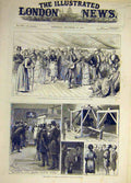 Original Old Antique Print 1883 Fancy-Dress Ball Serapis Clock Bells Royal Court