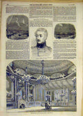 Original Old Antique Print 1856 Meteor Wight Dynevor Dorset Music Room Brighton