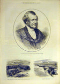 Original Old Antique Print 1871 Mayor London Gibbos Chatham Seige Sap-Roller