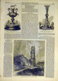Original Old Antique Print 1869 Willouhgby Cup Races Fife Tower Ruins Cornwall
