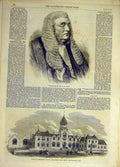 Original Old Antique Print 1869 Vice-Chancellor James Weslyan College Leeds 19th