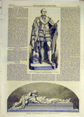 Original Old Antique Print 1865 Statue Prince Consrot Theed Monument Bruce Foley