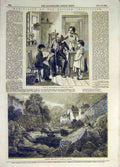 Original Old Antique Print 1856 Hemsley New Family Lynmouth Devon Holland 19th