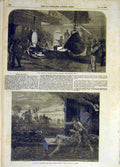 Original Old Antique Print 1855 Mortar Casting Ironworks Powell Alcibiades 19th