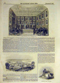 Original Old Antique Print 1846 Somerset House Royal Society Edensor Chatsworth