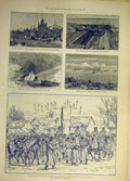 Original Old Antique Print 1887 Sioux City Iowa Usa New Zealand Auckland Poland