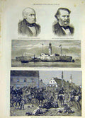 Old Antique Print 1883 Patton Conscience Lighthouse Red-Sea Riot Croatia 19th