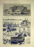 Original Old Antique Print 1875 Philadelphian Exhibition Sheerness Flushing 19th