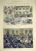 Old Antique Print 1881 Hull Barnsley Riding Railway Dock Foresters Druids 19th