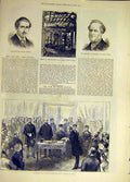 Old Antique Print 1883 Hatton Russell Freemason Hall College Music Prince 19th