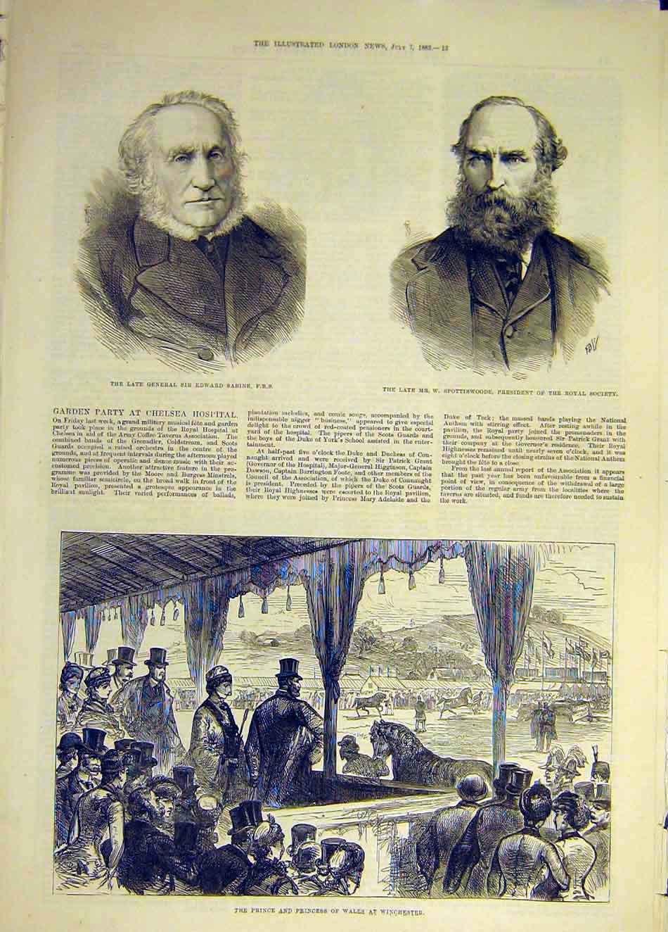 Old Antique Print 1883 Sabine Spottiswoode Prince Wales Winchester Races 19th