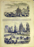 Original Old Antique Print 1860 Palais-De-Justice Paris Caravan Constantinople