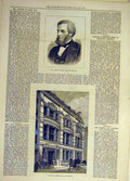 Original Old Antique Print 1878 Palmer Reading City-Liberal Club Walbrook 19th