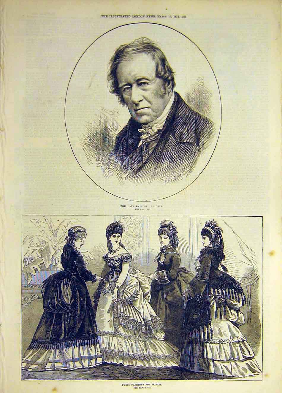 Original Old Antique Print 1872 Earl Lonsdale Paris Fashion Ladies March 19th