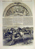 Original Old Antique Print 1859 Panel Bronze Washington Kiang Wild-Horse Thibet