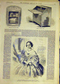 Original Old Antique Print 1859 Poet Burns Relics Desk Hrh Princess Teresa Savoy