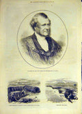 Original Old Antique Print 1871 Portrait Gibbons Mayor London Chatham Sap-Roller