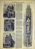 Original Old Antique Print 1859 Notre-Dame Dijon Jesuit'S College Dole Madonna