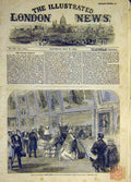 Original Old Antique Print 1858 Prince Albert Queen Portugal Royal Academy Visit