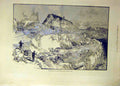 Original Old Antique Print 1884 Panama Canal Corrosita Hill Sketch Victorian
