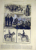 Original Old Antique Print 1887 Russian Army Uniform Grenadier Dragoon Cossack