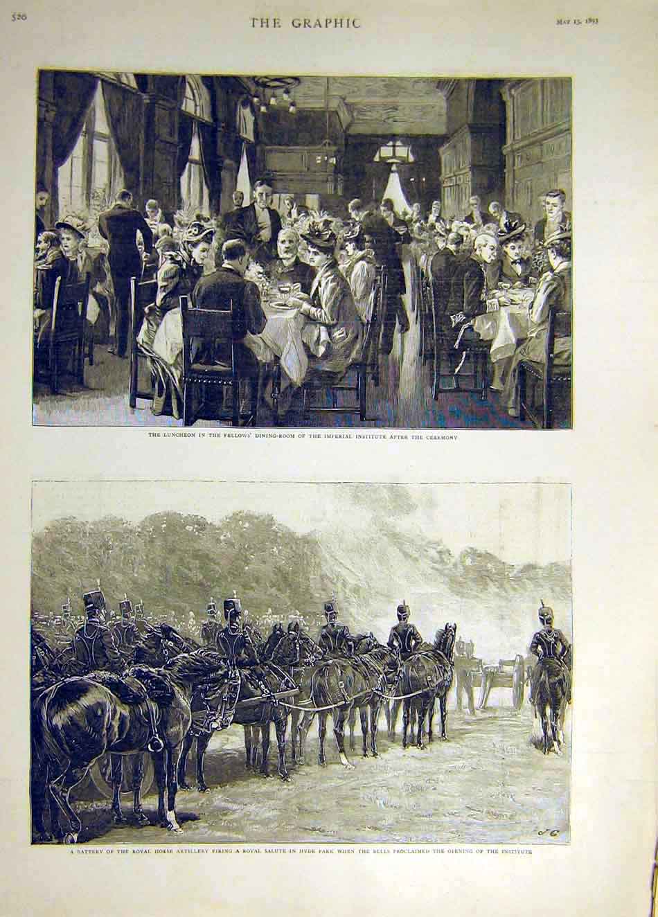 Old Antique Print 1893 Imperial Institute Fellow'S Royal Horse Artillery 19th