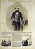 Original Old Antique Print 1856 Portrait Prince Leiningen Stone Lion Kertch 19th